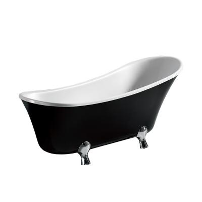 China Freestanding Clawfoot Indoor Portable White Black Acrylic Bathtub 1760x720x760MM for sale