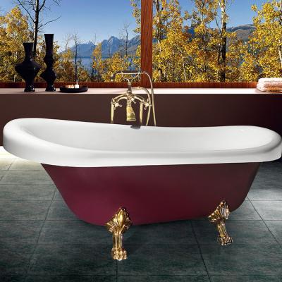 China Wholesale New Design Popular Red Bathroom Indoor Acrylic Soaking Tubs Freestanding for sale