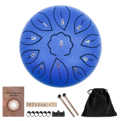 China Carbon Steel Alloy Tongue Drum 6 Inch Steel Tongue Drum Set 11 Air Hand Pan Drum Pad Tank Sticks Bag Percussion Instrument Carrying Accessories for sale