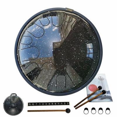 China Carbon Steel Alloy Design Star Tongue Drum Latest Tones 6 Inch Steel Handpan 8 Drums Tank With Drumstick Padded Access Bag Percussion Instruments for sale