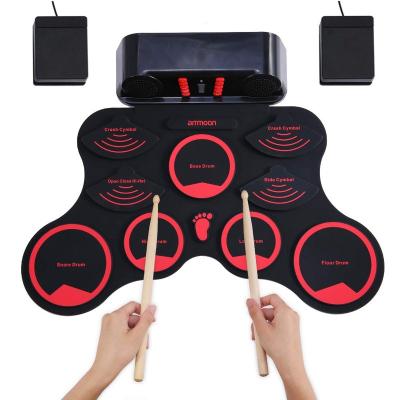 China 10 Electronic Drum Surface Drum USB Deputy Headmaster Roll Drum Kits For Kids Convenient Musical Toys for sale