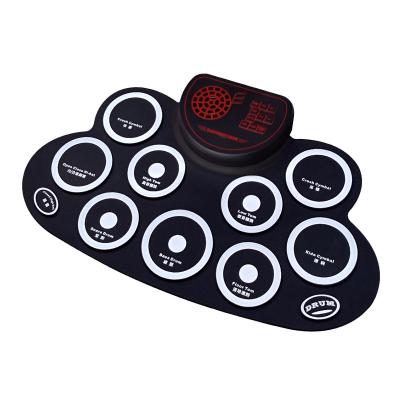 China 10 Drum Surface Portable Electronic Drum Digital 9 Pads Roll Up Drum Set Silicone Pad Kit With Drum Sticks Foot Pedal USB Cable for sale