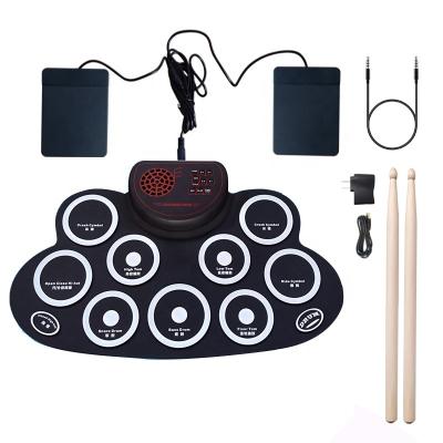 China 10 Surface Drum Musical Drums Kids Portable Silicone Hand-Rolled Drum Set Electronic Drum Kit for sale