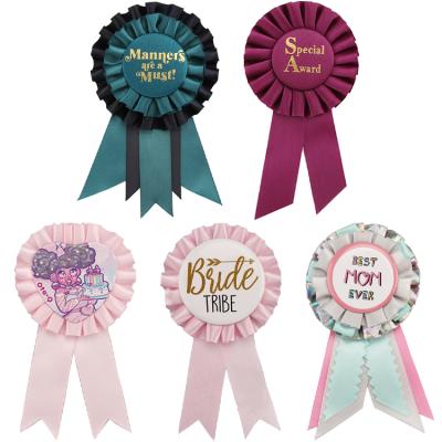 China A reward ribbon badge kids event birthday party decoration supplies girl boy ribbon badge reward ribbon rosettes for sale