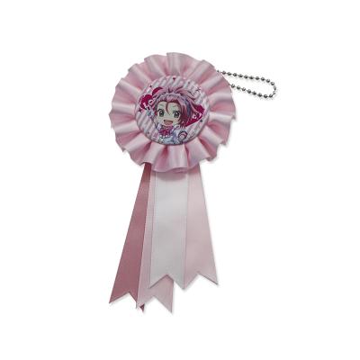 China Eco-friendly Custom Printable European Style Ribbon Key Chain Award Rosette For Decoration Ribbon for sale