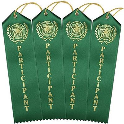 China Premium Hot Stamped Reward Ribbons Gold Printed Attendee Reward Ribbons With Card And String for sale