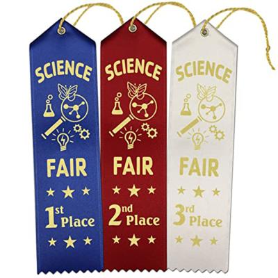 China Award Ribbons Place Science Fair 1st - 2nd - 3rd Award Ribbons with Includes Event Card and String for sale