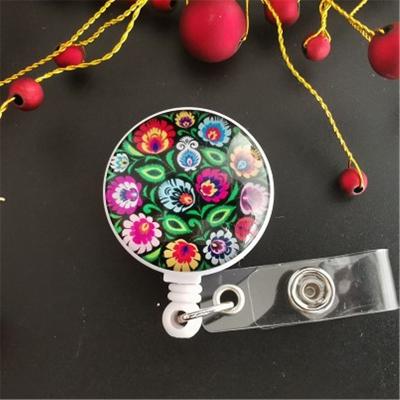 China Wholesale Custom Cute Flower Desktop Retractable Badge Holder Reel For Exhibition,ID Name Card,Hospital,Office for sale