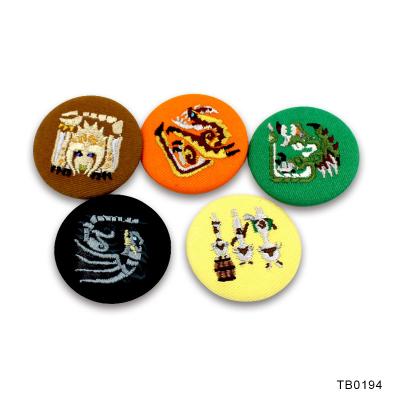 China Quality Factory Fabric Tin Button Handmade Embroidery Badge Nickel Free Custom for sale