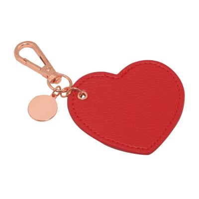 China Sedex Audited Customized Fashion Heart Shape Key Chain PU Charm PU Leather Keychain for sale