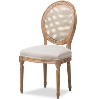 China Vintage Contemporary Design Solid Wood Frame French Style Around Restaurant Back Dining Room Louis Chair for sale