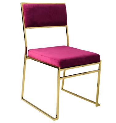 China Contemporary Elegant Style Party Event Gold Stainless Steel Frame Velvet Seat Wedding Chair Hotel Chairs for sale