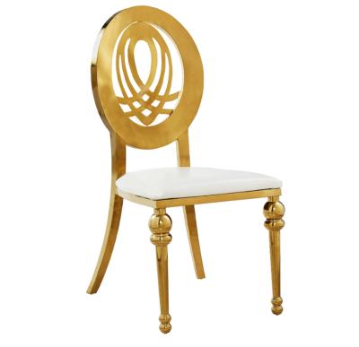 China Contemporary Hot Selling Round Back Wedding Stainless Steel Gold Wedding Chair Event for sale