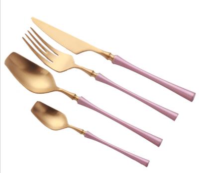 China Sustainable &Matte Rose Gold Plated Cultery Set Wedding Table Flatware Silverware Set for sale