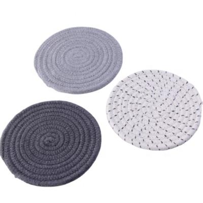 China Viable Round Heat Insulating Place Mat Kettle Dish Pot Bowl Mat Anti-scald Table Mat Cotton Rope Woven for sale