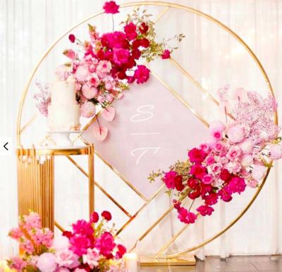 China Wholesale Wedding Decoration Metal Circle Grid Rack Gold Round Display Background HS-WD02 for sale