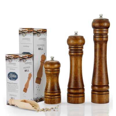 China Viable High Quality Rubber Wood Grinder Ceramic Grinder Salt And Pepper Set for sale