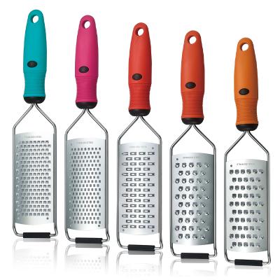 China Sustainable 18/8 Stainless Steel Lemon Zester Cheese Grater With Different Color Handle for sale