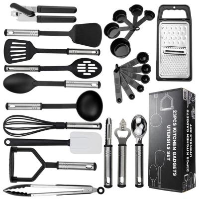 China Durable Contemporary Home Silicone Kitchen Tool Steel Cooking Utensil Durable Set for sale