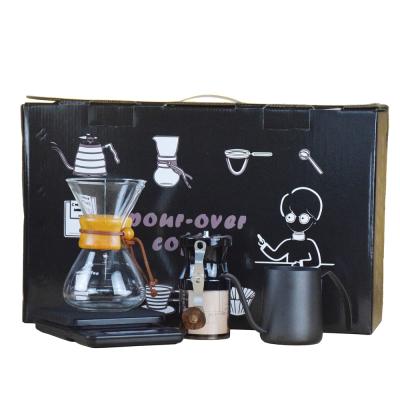 China Ecocoffee Sustainable Travel V60 Coffee Gift Box Set Pour Over Kettle Coffee And Tea Sets Customizable Logo for sale