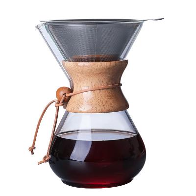 China Borosilicate Glass V60 Coffee Maker Kit Server Pot Coffee Drip Set Viable Glass Pour Over Coffee Maker With Permanent Filter for sale