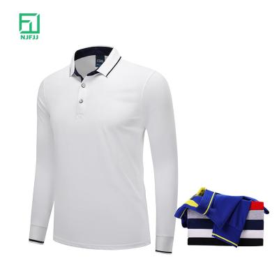 China Anti-wrinkle MEN casual long sleeve polo cotton&polyester polo T-shirt splicing custom logo for sale