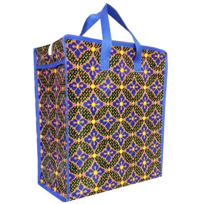 China Household Customized Reusable Woven Zipper Bags Shopping Foldable Package for sale