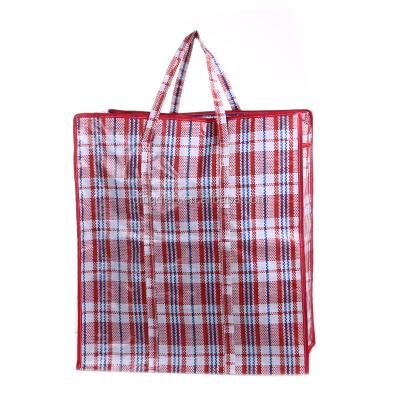 China Recyclable Recycled Small Check Woven Shopping Bag for sale