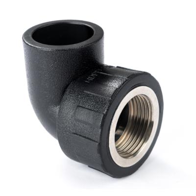 China HDPE Pipe Connector Hdpe Hot Fusion Fittings 1inch 4inch 6inch 20 Thread 40 50 63 Female Elbow 90 for sale