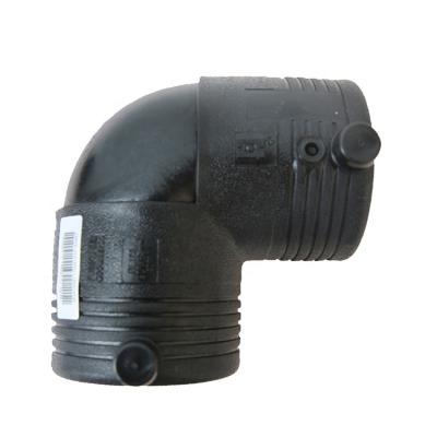 China HDPE Pipe Connector PE100 HDPE Electrofusion Fittings PE 90 Degree Elbow 50mm for sale