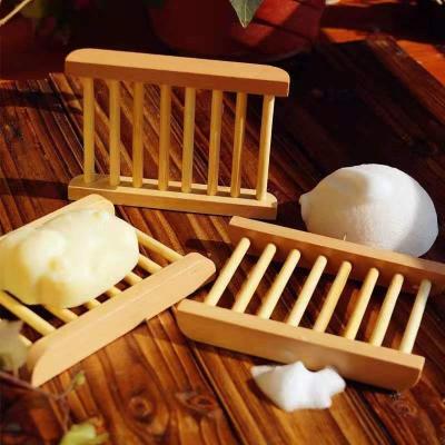 China Sustainable Natural Bamboo Wooden Soap Dish Tray Holder Storage Soap Rack Dish Box Container For Bath Shower Bathroom for sale