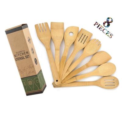 China High Quality Stocked Wholesale 8-PC Kitchen Tools Custom Logo Home Utensils Bamboo Utensils Kitchen Accessories for sale