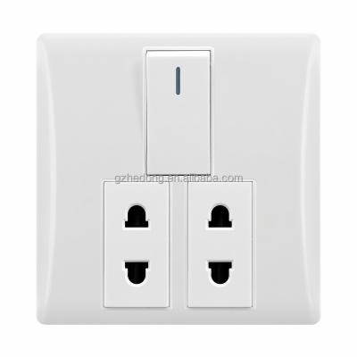 China Smart Home Automation System Factory Sale Double 2 Pin Socket Wall Socket Outlet With 1 Switch White Color Plate for sale