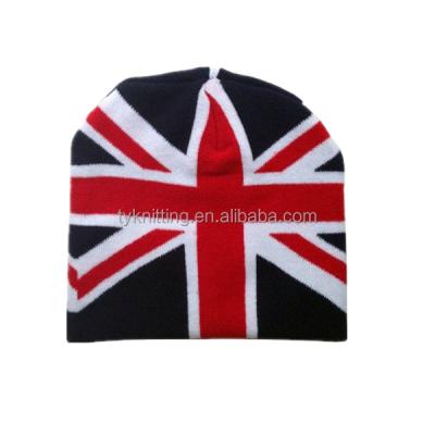 China Jacquard JOINT UK Flag Custom Acrylic Knitted Skullcap for sale