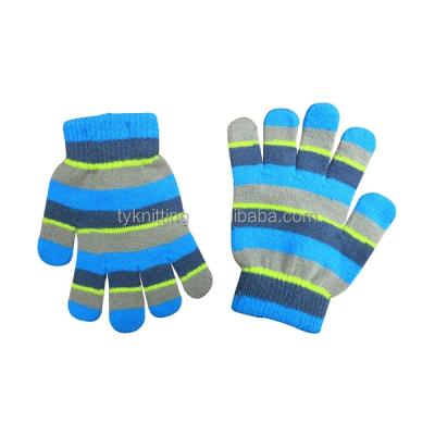 China High Quality And Warm Cute Cozy Hot Sale Winter Knitted Blue Striped Knitted Mittens for sale