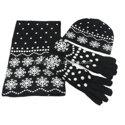 China Mid winter knitted popular and cheap set of scarf hat mittens for sale