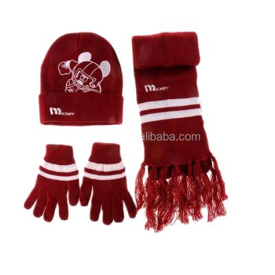 China Medium Promotional Winter Set Good Quality Hotsale Custom Logo Jacquard Knitted Scarf Hat And Mitten Sets for sale