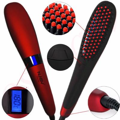 China LCD Temperature Display Professional Ionic Fast Hair Straightener Comb Brush With LCD Display for sale