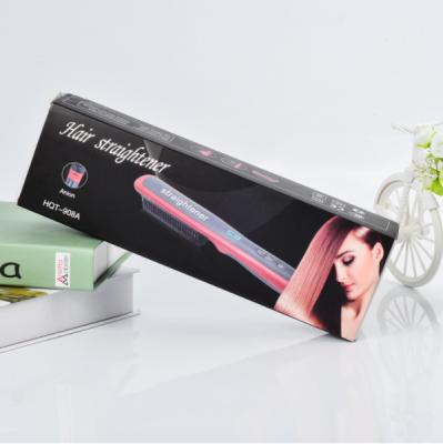 China Outdoor Portable Black New Technology Comb LED LCD Anion Hair Curling Straightener for sale