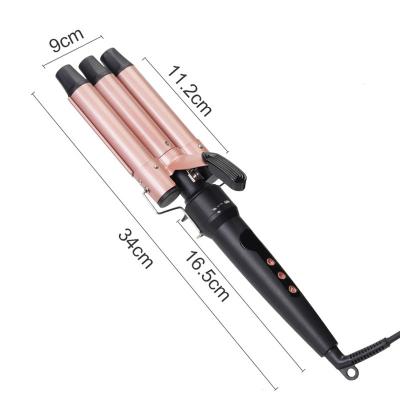 China Adjustable Heat Settings Beauty Works Ceramic Coating Professional 3 Barrel Wave Styler Roller Magic Hair Curlers With Clips for sale