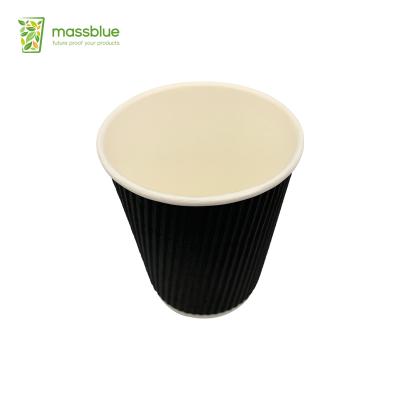 China Customized Design Environmental Protection Disposable Coffee Paper Cup Ripple Wall Disposable Drink Cups for sale