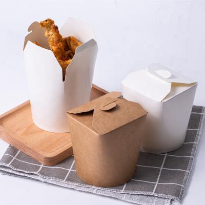 China Biodegradable Disposable Custom Disposable Food Grade Round Bottom Kraft Paper Noodle Box For Restaurant Take Out for sale