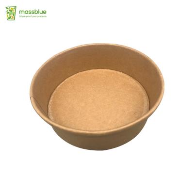 China Disposable Food Grade Soup Cup Soup Bowl Biodegradable Containers with Lids Around Disposable Single Wall Salad Wrapping Craft Paper for sale