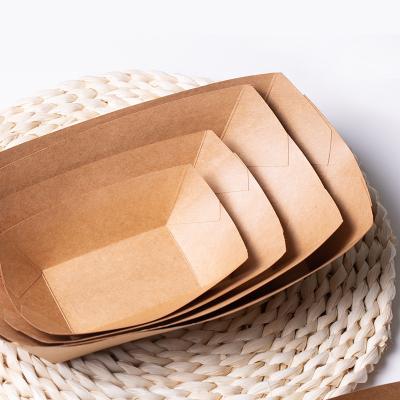 China Customized Disposable Disposable Take Away Paper Food Tray Packaging Food Snack Boat Eco-Friendly Tray for sale