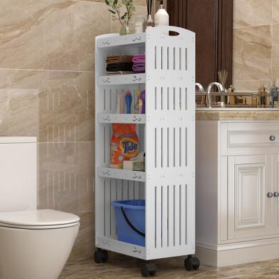 China Modern 4 Layer Home Storage Trolley Bathroom Shelf Cart Kitchen Vegetable And Fruit Storages With Wheels for sale