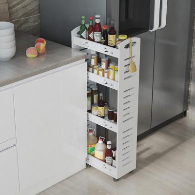 China Stocked Kitchen Cart Mobile Storage Rack Single Cart White for sale