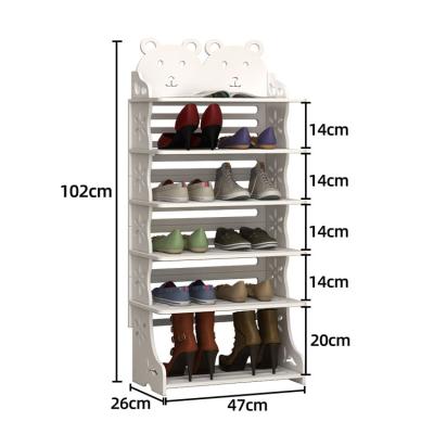 China Modern 6 Layers (Height) Adjustable Entryway Portable White Furniture Storage Cabinet Rack Shoe Panel for sale