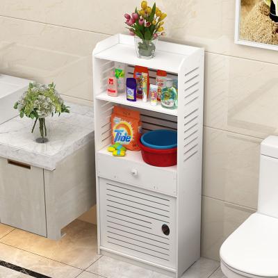 China Water Proof Bathroom Corner Shelf Free Standing Invisible Bathroom Rack Trash Can for sale