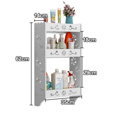 China Sustainable Modern White Custom PVC Bathroom Vacuum Shower Shelf Shelf Rack For Wall Hanging for sale