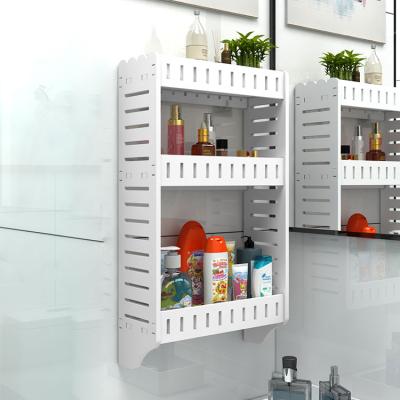 China Wall Mounted 3 Tier Sustainable Shower Caddy Storage Organizer White Bathroom Shelf for sale